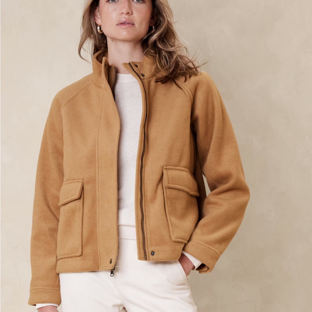 Banana Republic Brushed Short Jacket Petite Large Camel - New With Tags